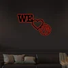 We Love Basketball Metal Wall Sign With Led Lights, Sports Sign,love Basketball Sign, Basketball, Metal Basketball Sign, Metal Basketball