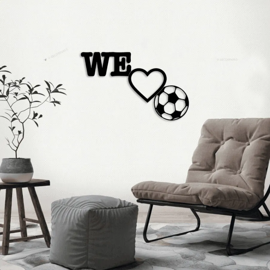 We Love Soccer Metal Wall Sign With Led Lights, Soccer Sign, Metal Soccer Sign, Metal Soccer, Soccer Home Decor, We Love Soccer, We Love Soccer Sign