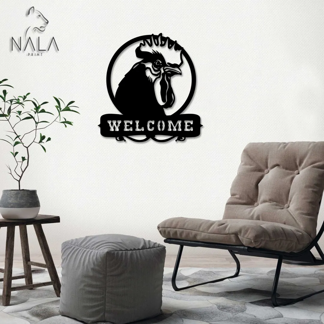 Welcome-sign_2520BUNDLE_2520svg6.3_2ec7f321-543d-4aaf-a5b4-2cb2c91afa9c.webp Chicken Welcome Metal Sign, Farm Animals Metal Wall Hanging, Perfect For Outdoor Decor