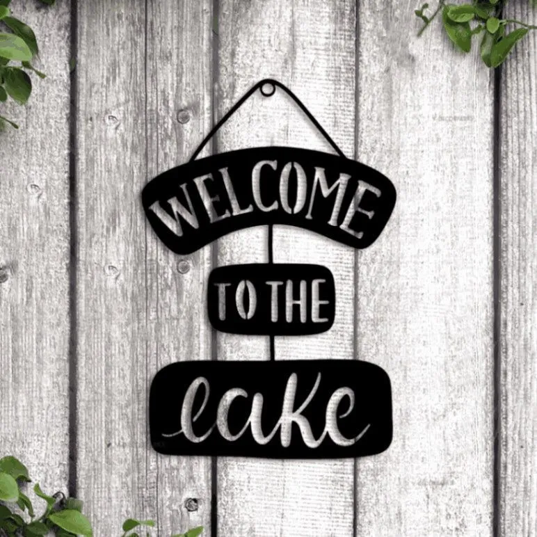 Welcome To The Lake Sign With Led Lights, Lake House Decor, Lakehouse Wall Art, Paddle Welcome Sign, Custom Lake Sign Cabin, Welcome Sign, Metal Beach