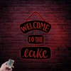 Welcome To The Lake Sign With Led Lights, Lake House Decor, Lakehouse Wall Art, Paddle Welcome Sign, Custom Lake Sign Cabin, Welcome Sign, Metal Beach