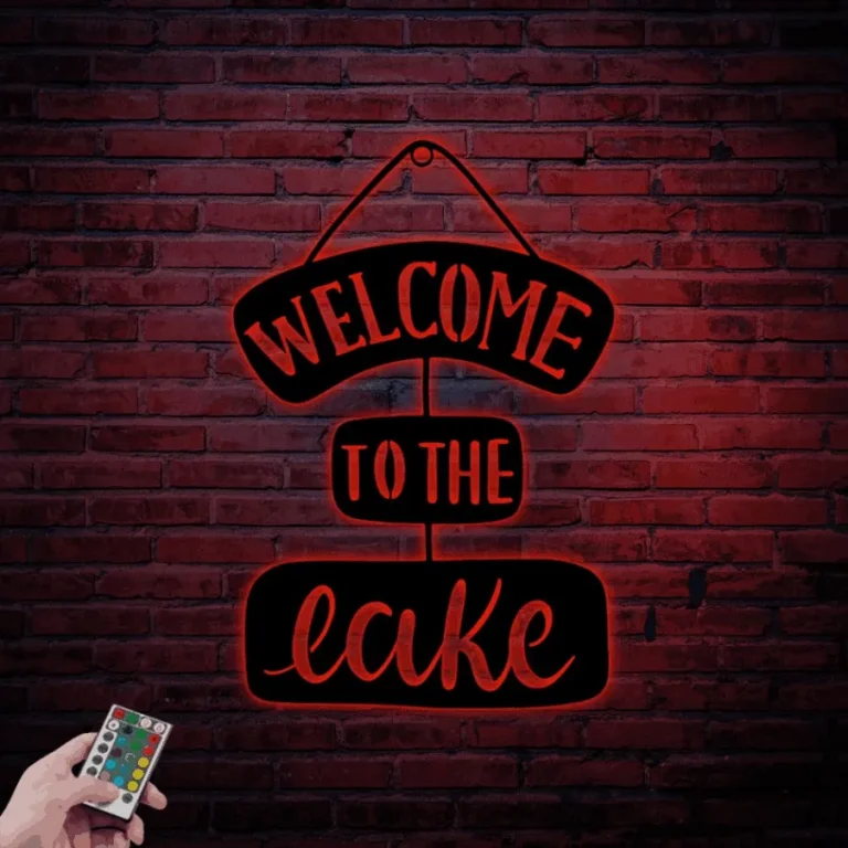 Welcome To The Lake Sign With Led Lights, Lake House Decor, Lakehouse Wall Art, Paddle Welcome Sign, Custom Lake Sign Cabin, Welcome Sign, Metal Beach