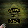 Welcome To The Lake Sign With Led Lights, Lake House Decor, Lakehouse Wall Art, Paddle Welcome Sign, Custom Lake Sign Cabin, Welcome Sign, Metal Beach