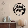 Witch Crossing Metal Wall Art, Halloween Wall Hanging, Witch's Broom Metal Sign, Perfect Home Wall Decor For Halloween