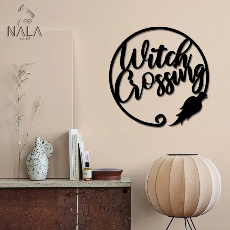 Witch Crossing Metal Wall Art, Halloween Wall Hanging, Witch's Broom Metal Sign, Perfect Home Wall Decor For Halloween