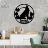 Wolf Howling Maple Leaves Welcome Cut Metal Sign, Wolf Wall Art Decor, Wild Animal Welcome Sign For Front Porch Decor, Home Decor