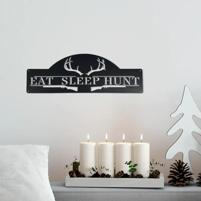 Eat Sleep Hunt Monogram Sign Wall Decor, Metal Sign Outdoor, Cut Metal Sign, Metal Sign Art Home Decor