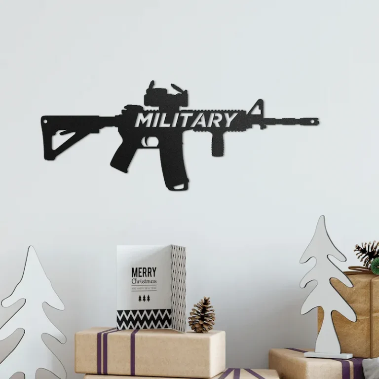 Military Rifle Monogram Cut Metal, Metal Art Wall Decor, Cut Wall Hanging, Home Decoration, Home Gift