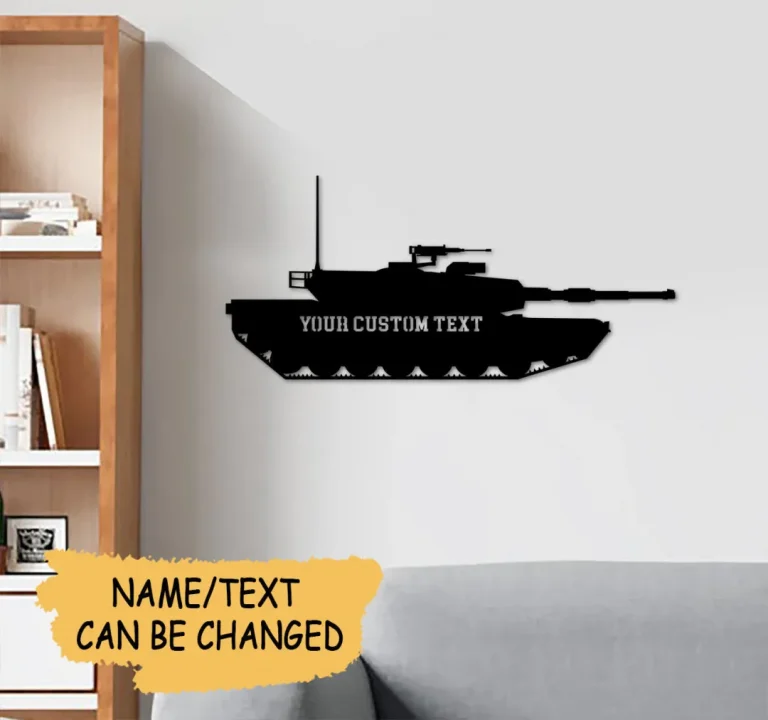 Custom Name/text Tank Cut Metal Sign, Us Military M1 Abrams Tank Silhouette Laser Cut Metal Sign Art