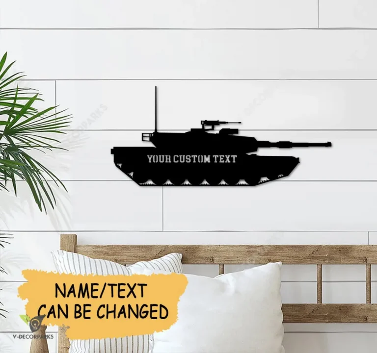 Custom Name/text Tank Cut Metal Sign, Us Military M1 Abrams Tank Silhouette Laser Cut Metal Sign Art