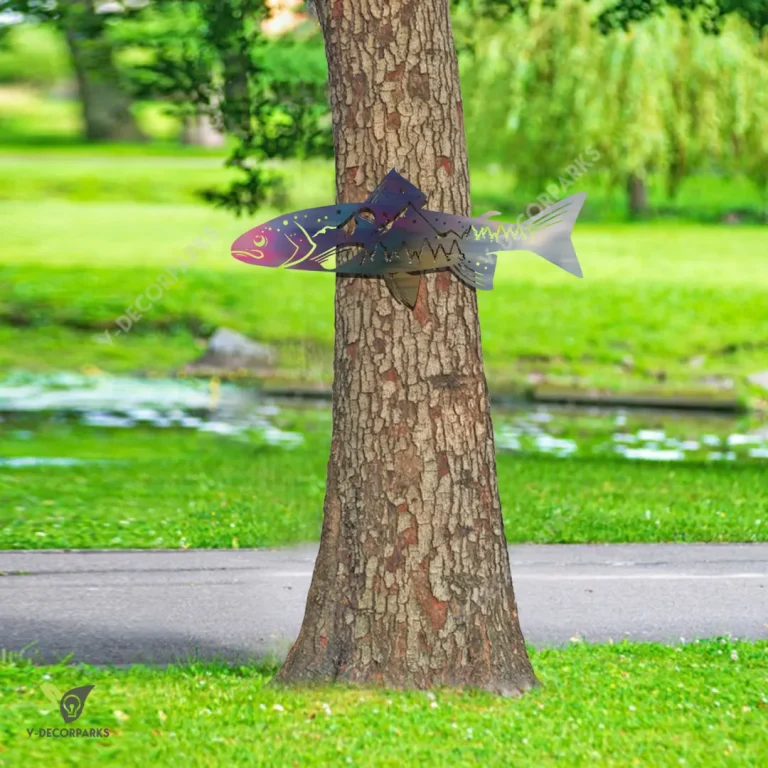 Brown Trout Fish Metal Sign, Brown Trout Fishing Tree Stake