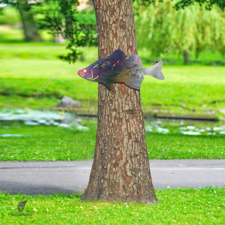 Perch Fish Metal Wall Decor, Perch Stainless Art For Tree