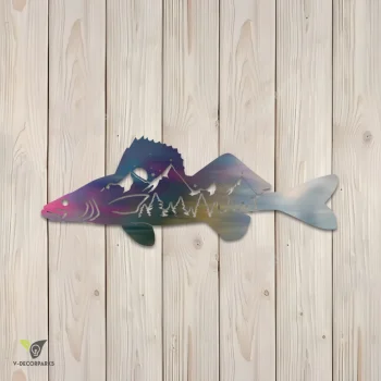 Walleye Fishing Metal Art, Walleye Lake Decor For Men