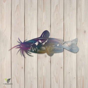 Catfish Fishing Metal Art, Catfish Laser Cut Artwork For Him