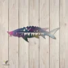 Sturgeon Fish Colord Metal Sign, Sturgeon Iron Outdoor Artwork