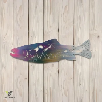 Lake Trout Fish Metal Wall Decoration, Lake Trout Iron Plaque