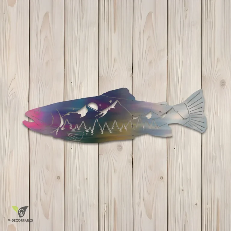Lake Trout Fish Metal Wall Decoration, Lake Trout Iron Plaque
