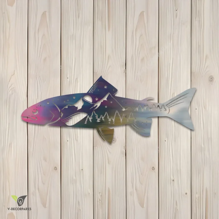 Brown Trout Fish Metal Sign, Brown Trout Fishing Tree Stake