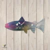 Rainbow Trout Fish And Mountain Scene Metal Art, Rainbow Trout Metallic Decor