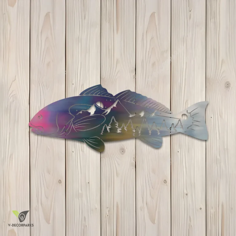 Red Drum Fish Metal Sign, Red Drum Colored Artwork For Fisherman