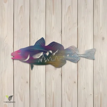 Cod Fish Metal Art, Cod Laser Cut Wall Hanging For Ship