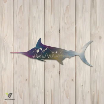 Marlin Fish Metal Wall Decoration, Marlin Decorative Accent For Beach House