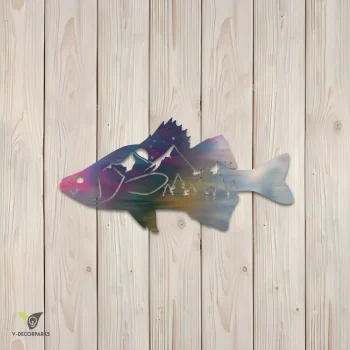 Perch Fish Metal Wall Decor, Perch Stainless Art For Tree