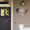 Eagle And America Map Metal Wall Art Design, July 4th Man Cave Artwork