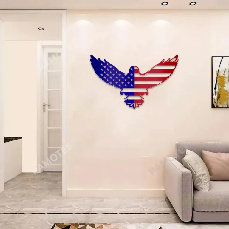 Eagle American Flag Pattern Inside Metal Sign, Independence Day Porch, Roof Steel Decoration