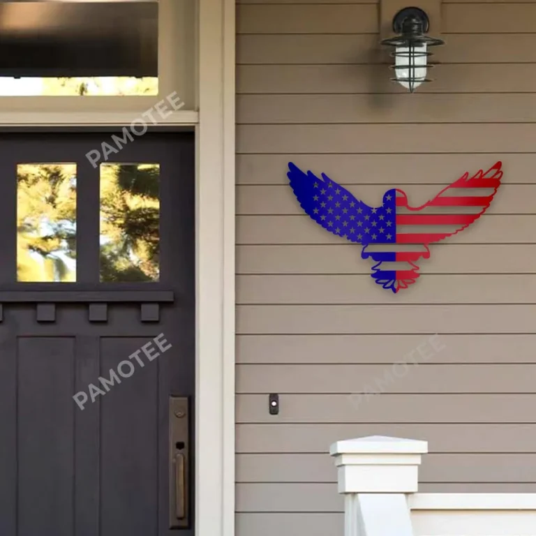 Eagle American Flag Pattern Inside Metal Sign, Independence Day Porch, Roof Steel Decoration