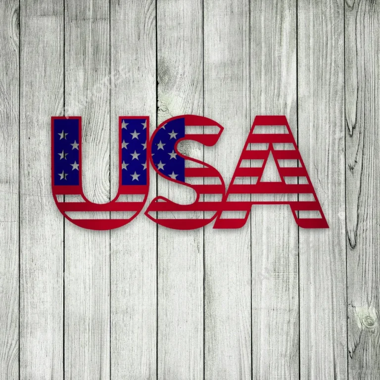 Usa Flag Metal Print Art, Usa Evergreen Decor For Living Room
