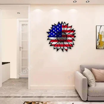 Sunflower America Flag Metal Art, Sunflower Gift Idea For Mother