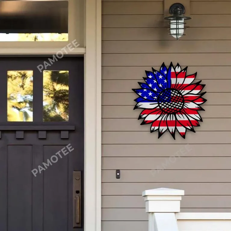 Sunflower America Flag Metal Art, Sunflower Gift Idea For Mother