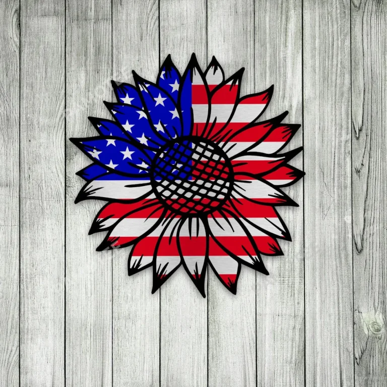 Sunflower America Flag Metal Art, Sunflower Gift Idea For Mother