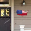 America Map With American Flag Pattern Metal Art, Independence Day Home Artwork