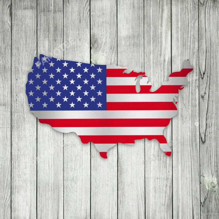 America Map With American Flag Pattern Metal Art, Independence Day Home Artwork