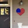 Heart Shape Us Flag Metal Wall Art, Heart Shape Gift For Her