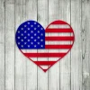 Heart Shape Us Flag Metal Wall Art, Heart Shape Gift For Her