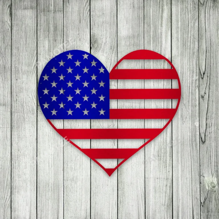 Heart Shape Us Flag Metal Wall Art, Heart Shape Gift For Her