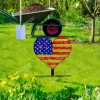 Rustic Heart Shape 4th Of July Metal Garden Art, Heart Outside Decor