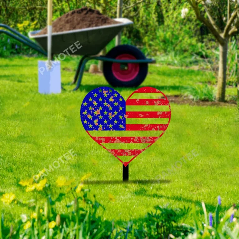 Rustic Heart Shape 4th Of July Metal Garden Art, Heart Outside Decor