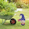 Rusty Gnome With American Flag Metal Garden Decoration, Gnome Father's Day Gift