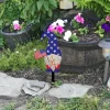 Rusty Gnome With American Flag Metal Garden Decoration, Gnome Father's Day Gift