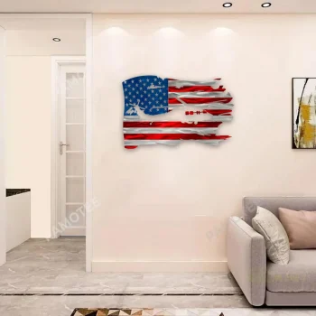 Sikorsky Uh-60 Black Hawk American Flag Metal Wall Art, Sikorsky Uh-60 Black Hawk Independence Day Gift For Veterans