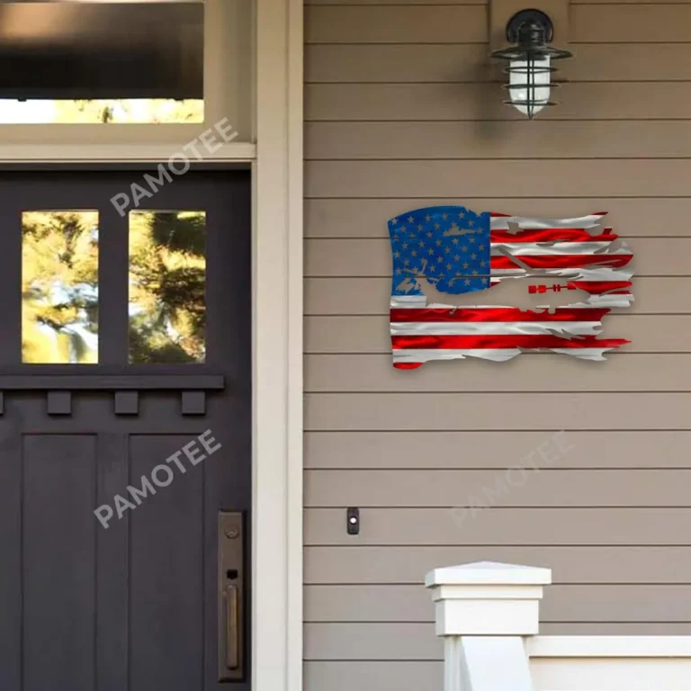 Sikorsky Uh-60 Black Hawk American Flag Metal Wall Art, Sikorsky Uh-60 Black Hawk Independence Day Gift For Veterans