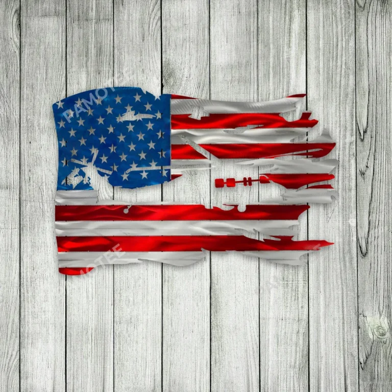 Sikorsky Uh-60 Black Hawk American Flag Metal Wall Art, Sikorsky Uh-60 Black Hawk Independence Day Gift For Veterans