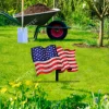 Rusted American Flag Metal Garden Decor, Multi Color Backyard Stake