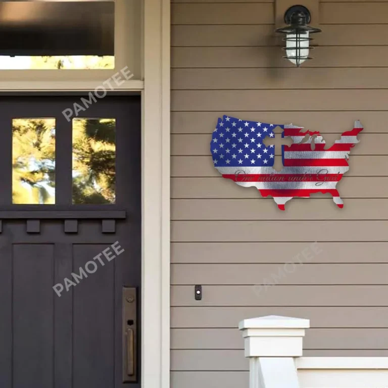 One Nation Under God American Flag Metal Art, One Nation Under God Decor For Dad, Patriots, Veterans