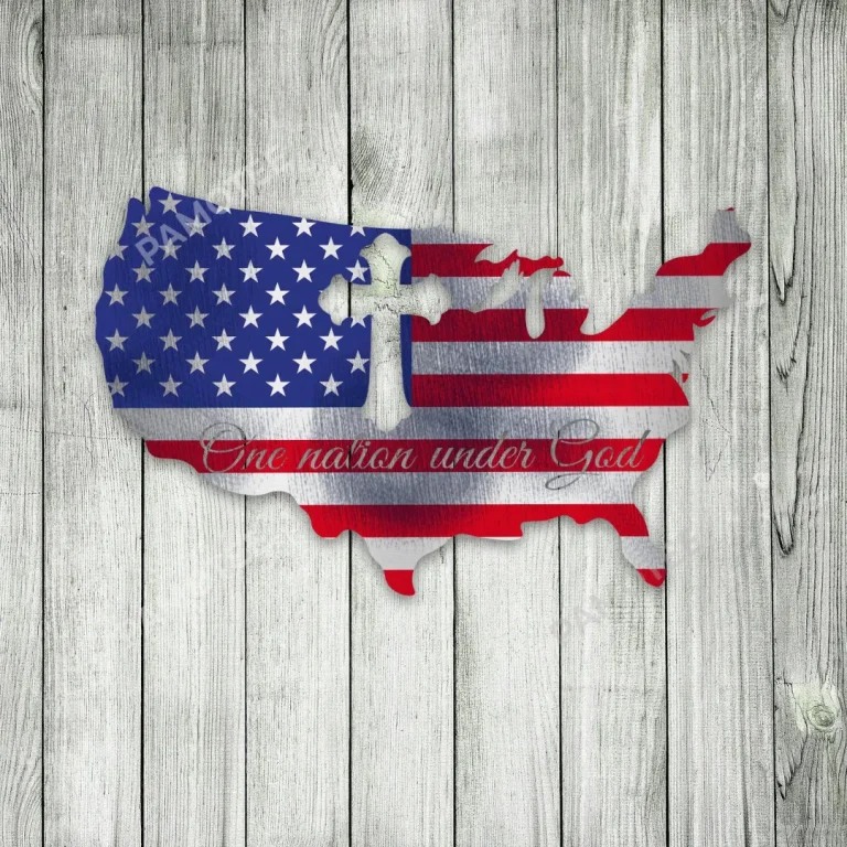 One Nation Under God American Flag Metal Art, One Nation Under God Decor For Dad, Patriots, Veterans