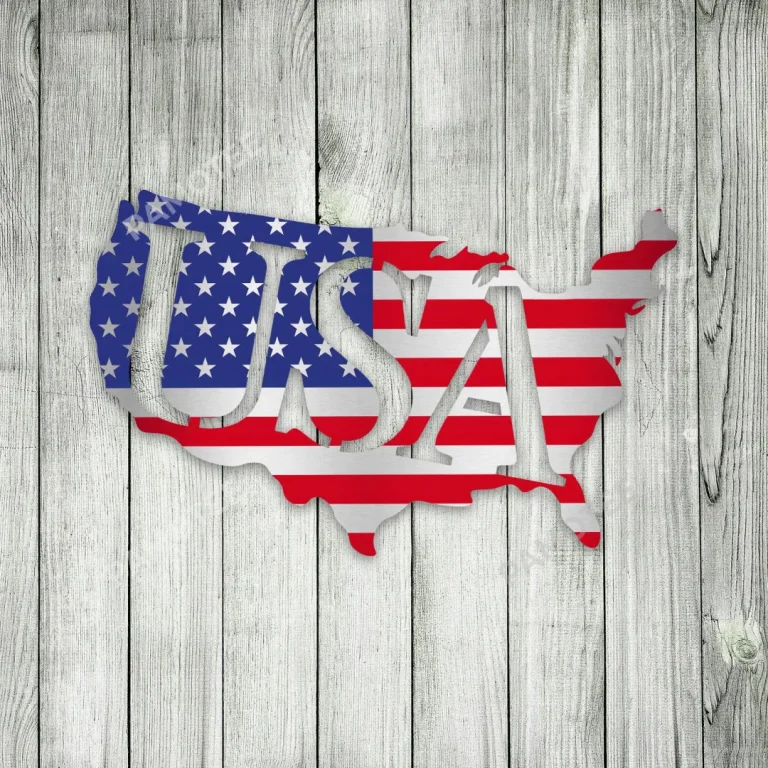 Usa America Map Metal Wall Art, Usa July 4th Stainless Decoration